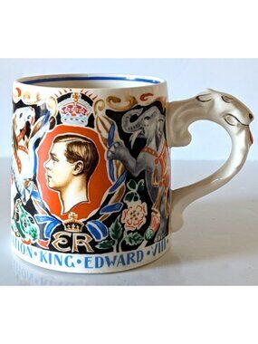 1937 King Edward VIII Commemorative Mug By Dame Laura Knight Lion Handle England